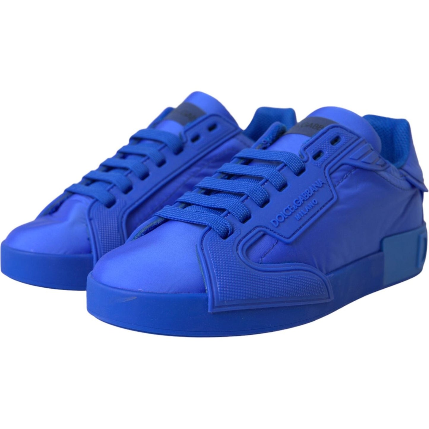 Dolce & Gabbana Blue Leather Fabric Low Top Sneakers Shoes Dolce & Gabbana