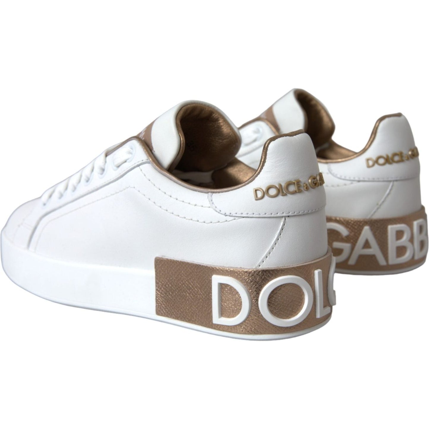 Dolce & Gabbana White Portofino Leather Logo Sneaker Shoes Dolce & Gabbana