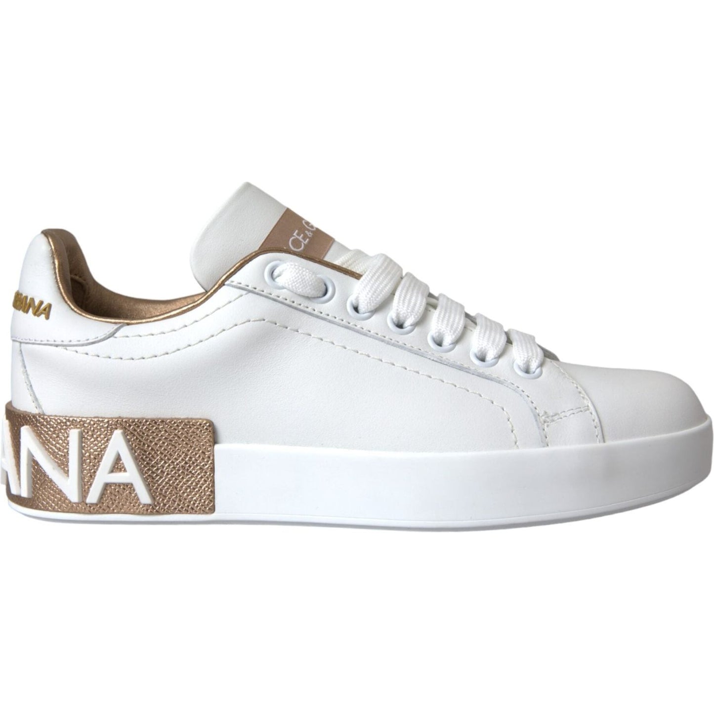 Dolce & Gabbana White Portofino Leather Logo Sneaker Shoes Dolce & Gabbana