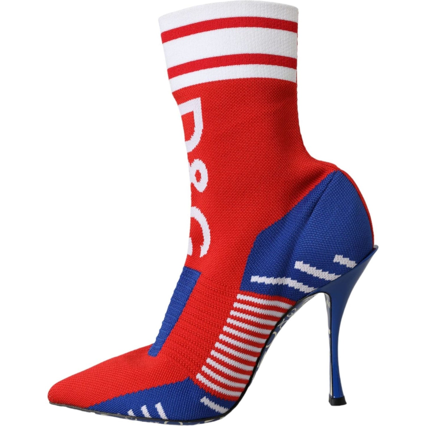 Dolce & Gabbana Red Blue Stretch Sock Style Short Boots Logo Shoes Dolce & Gabbana