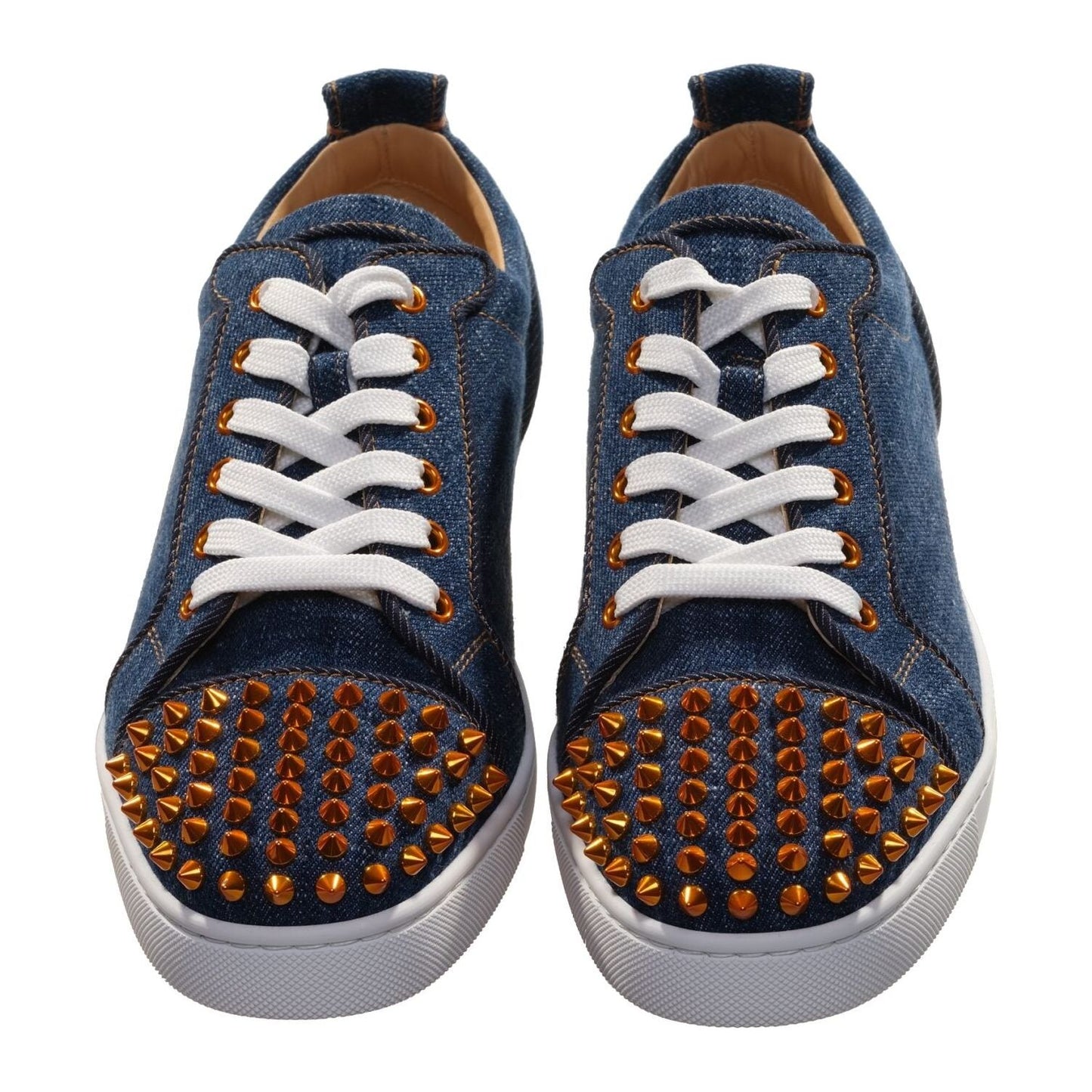 Christian Louboutin Fun Louis Junior Spikes Flat Denim and Gold Spike Sneakers Christian Louboutin