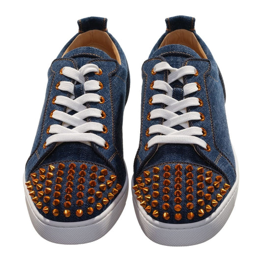 Christian Louboutin Fun Louis Junior Spikes Flat Denim and Gold Spike Sneakers Christian Louboutin