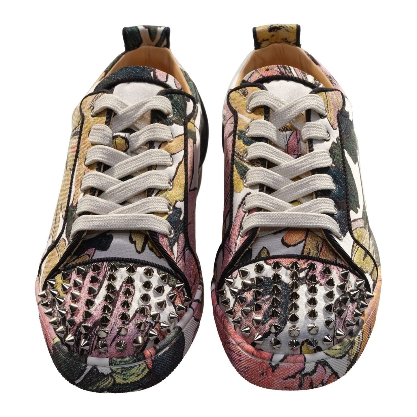 Christian Louboutin Fun Louis Junior Spikes Flat Botanical Print Laceup Sneakers Christian Louboutin