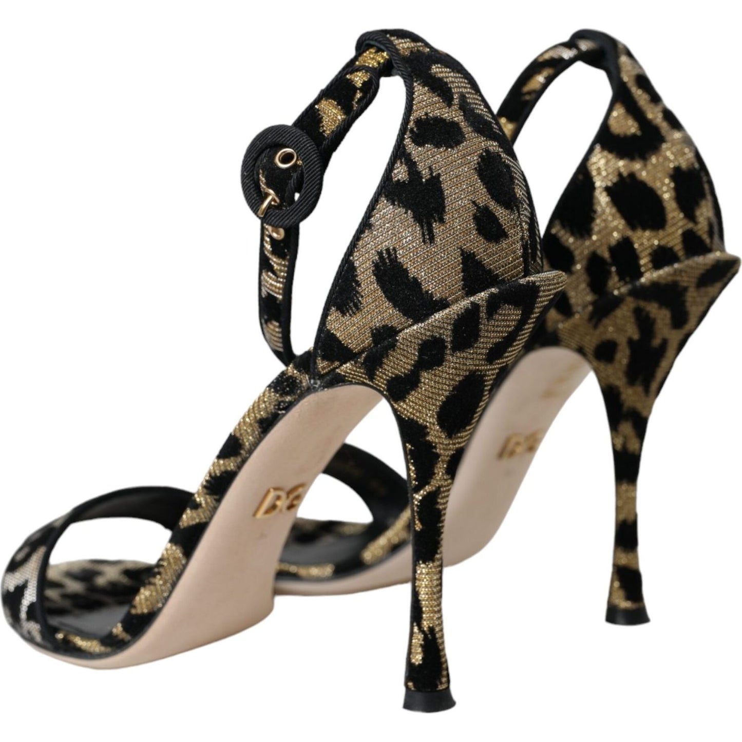 Dolce & Gabbana Gold Leopard Lurex High Heel Sandals Shoes Dolce & Gabbana