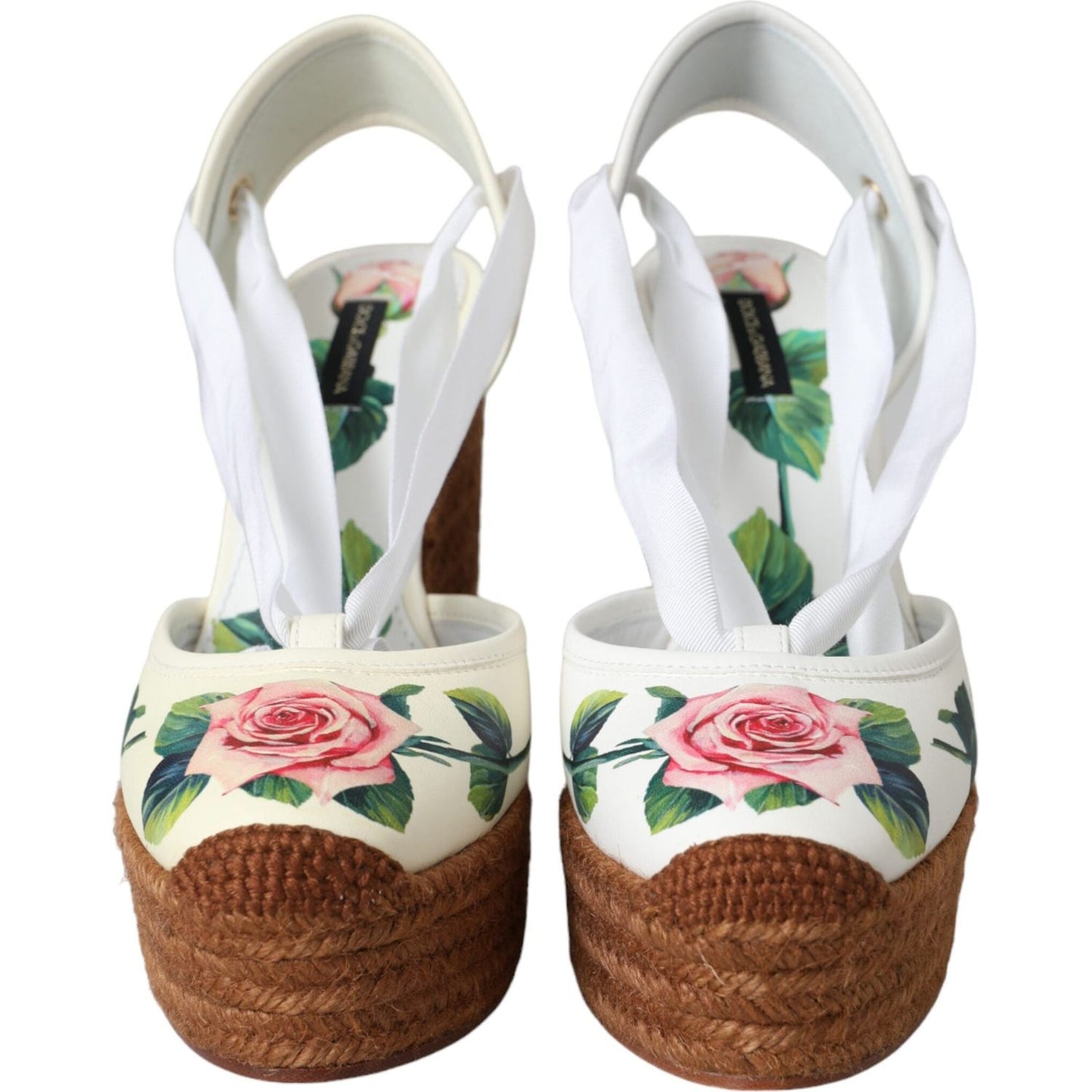 Dolce & Gabbana White Floral Wedge Heels Sandals Shoes Dolce & Gabbana