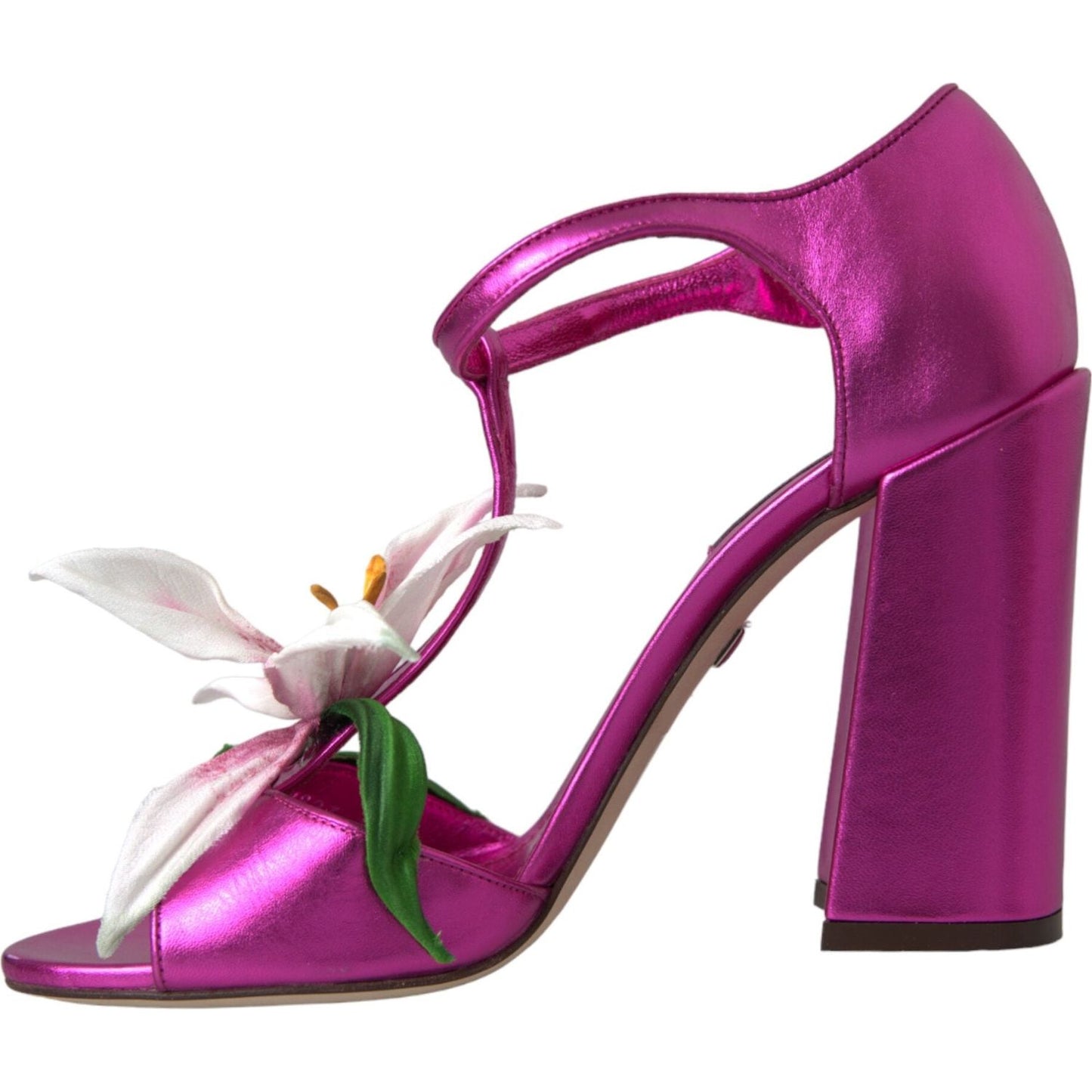 Dolce & Gabbana Fuchsia Flower Crystals Heels Sandals Shoes Dolce & Gabbana