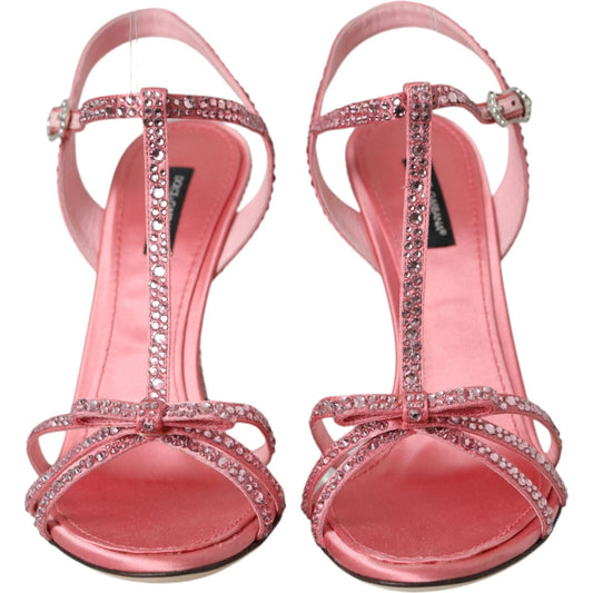 Dolce & Gabbana Pink Strass Ankle Strap Heels Sandals Shoes Dolce & Gabbana