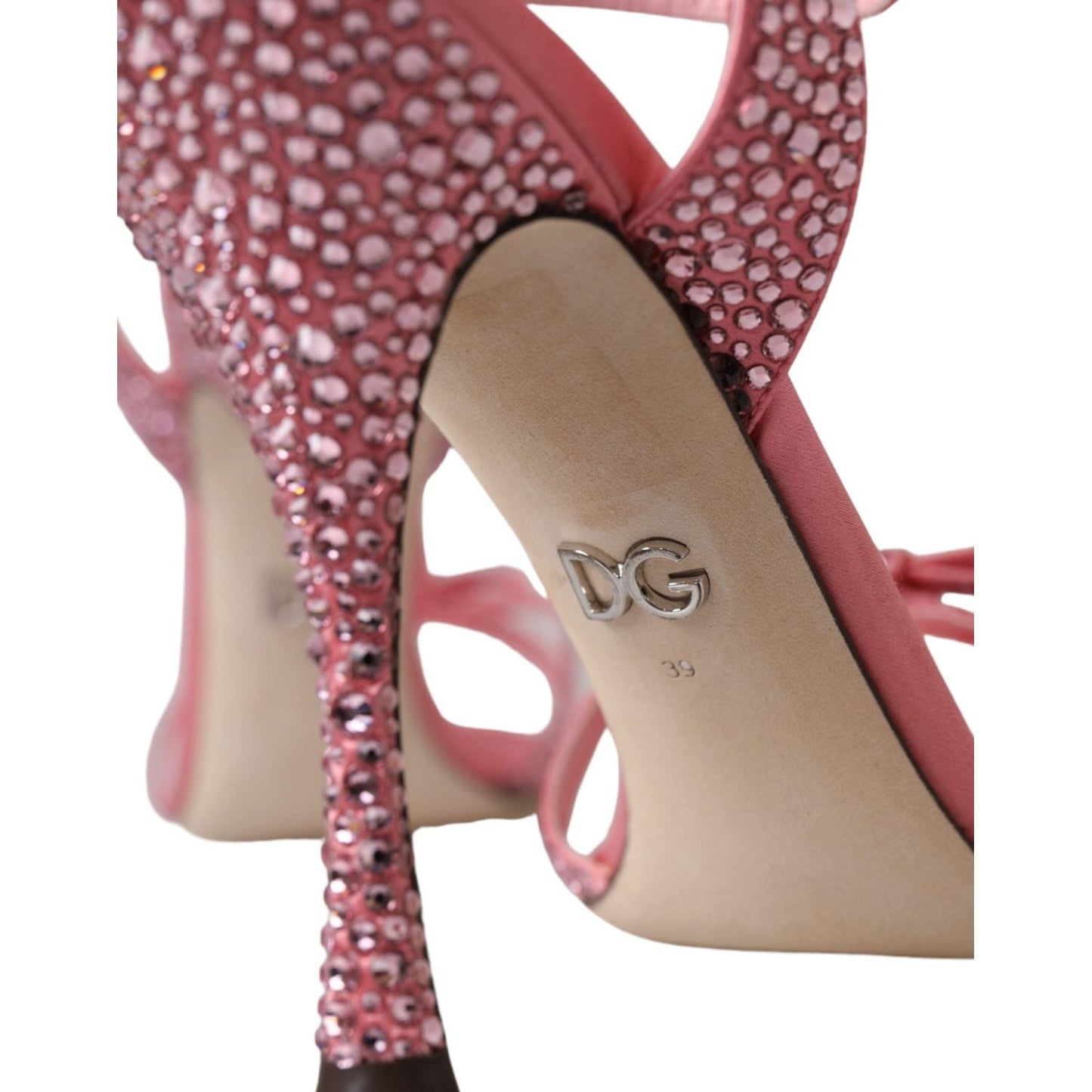 Dolce & Gabbana Pink Strass Ankle Strap Heels Sandals Shoes Dolce & Gabbana