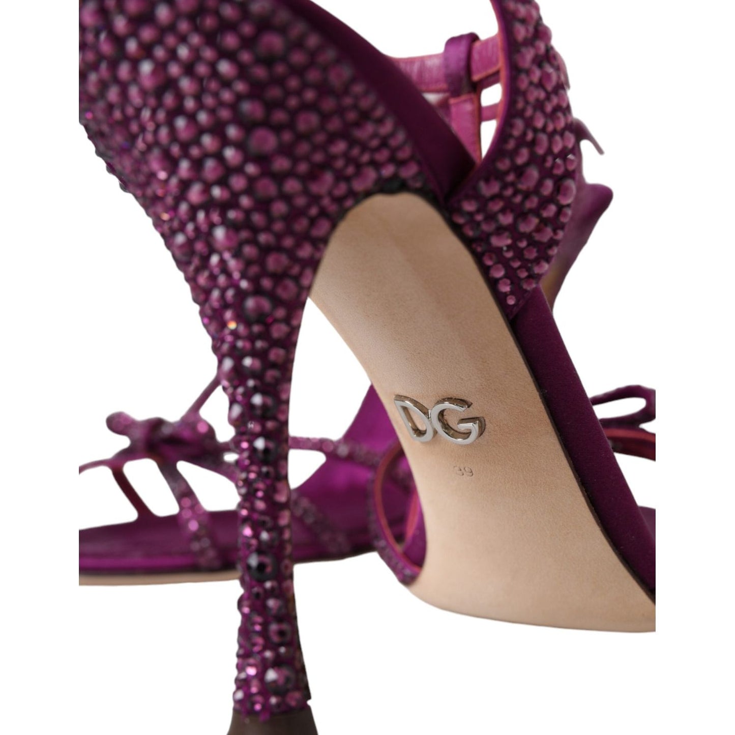 Dolce & Gabbana Purple Strass Ankle Strap Heels Sandals Shoes Dolce & Gabbana