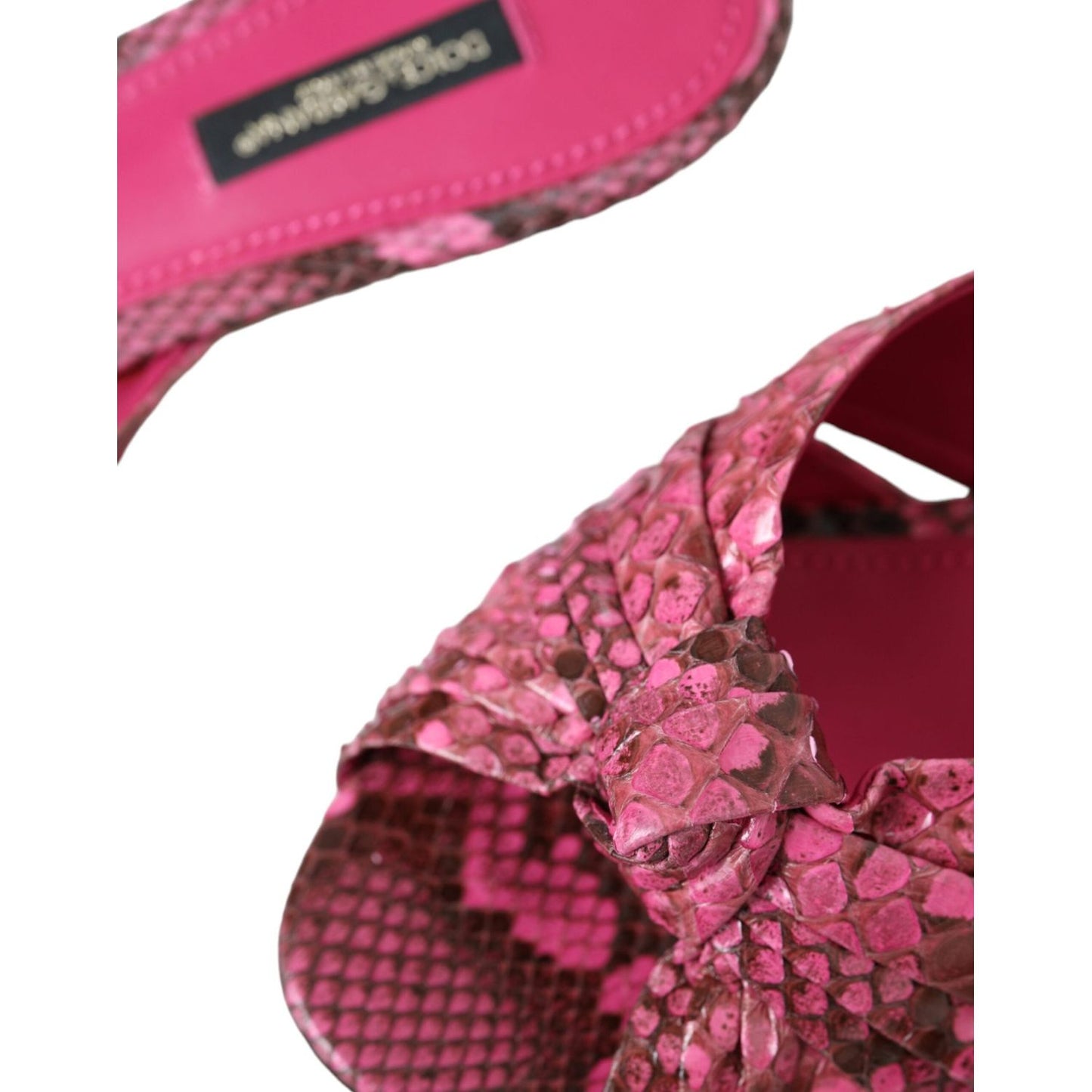 Dolce & Gabbana Pink Exotic Leather Kitten Heels Slides Shoes Dolce & Gabbana