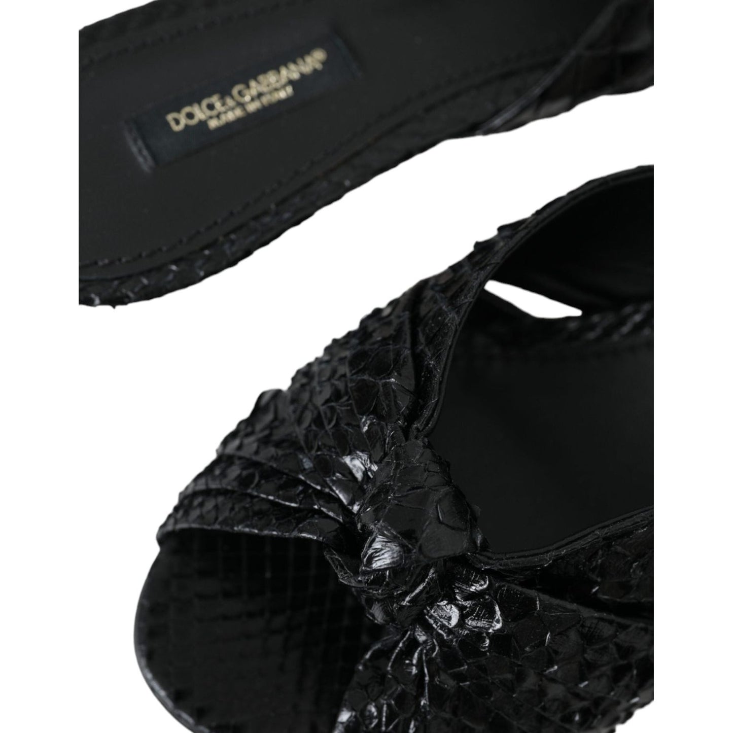 Dolce & Gabbana Black Exotic Leather Heels Slides Shoes Dolce & Gabbana