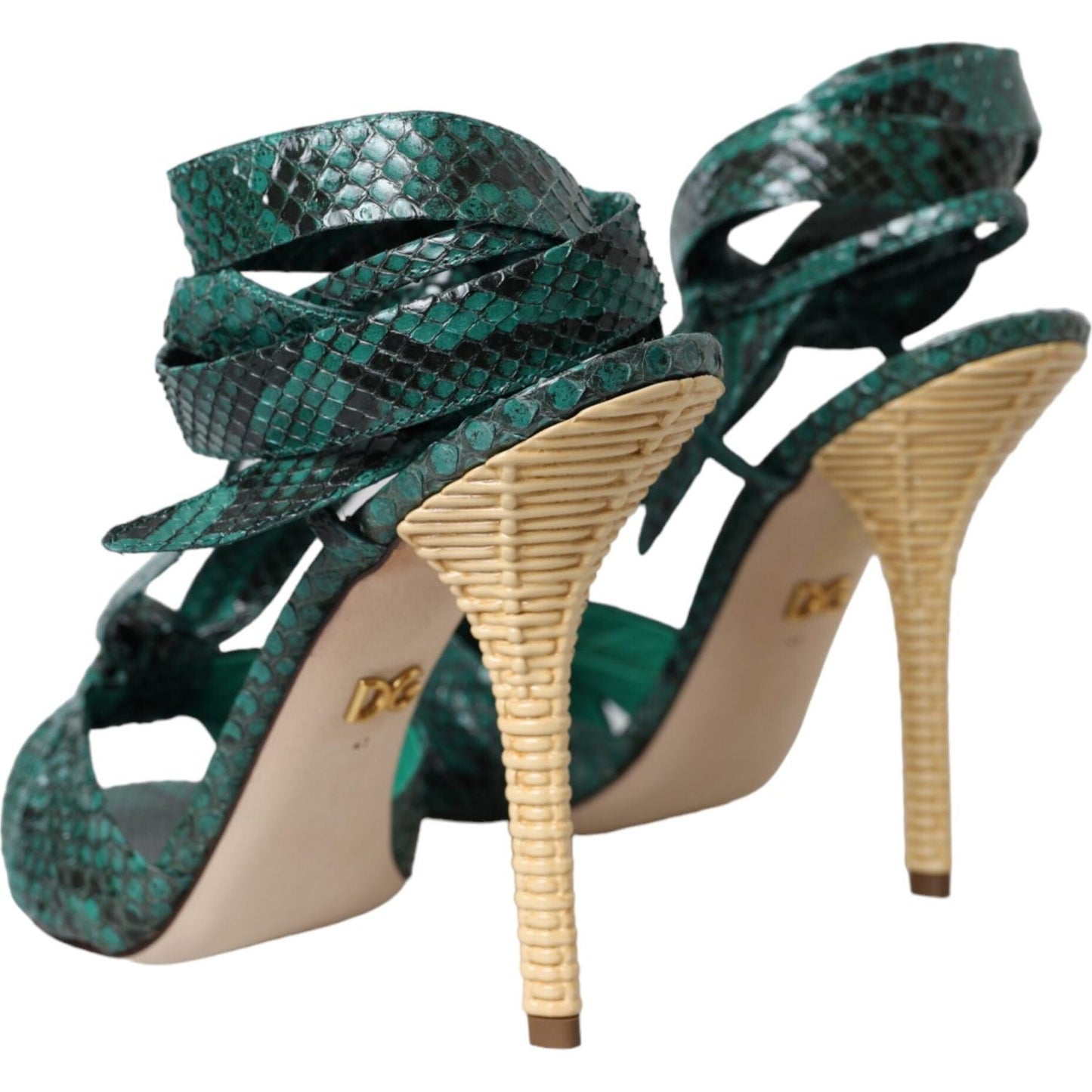 Dolce & Gabbana Green Exotic Leather Heels Sandals Shoes Dolce & Gabbana