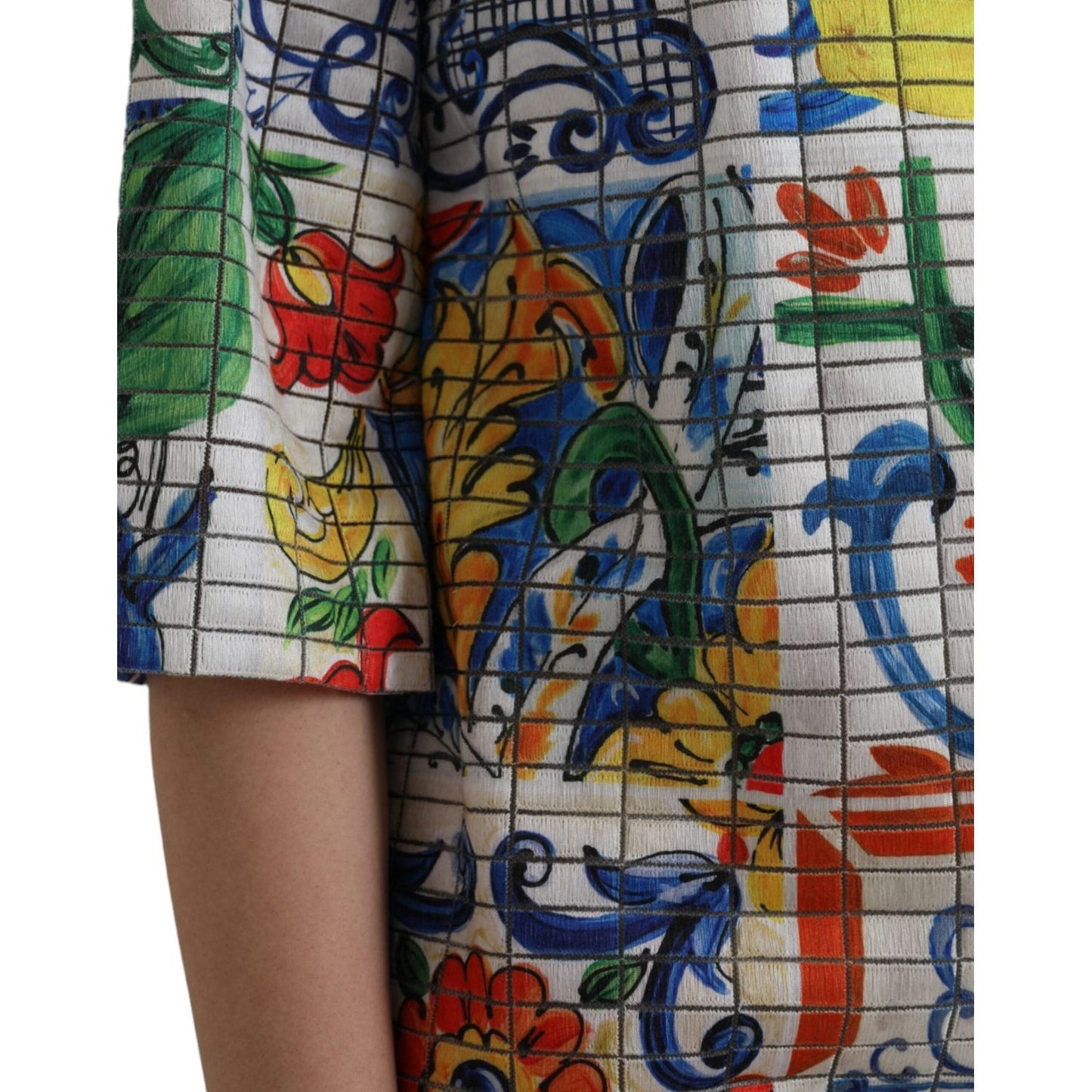 Dolce & Gabbana Multicolor Majolica 3/4 Sleeves Shift Dress Dolce & Gabbana