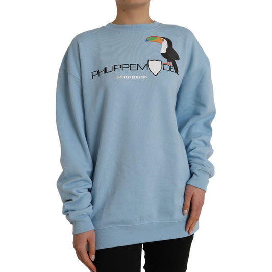 Philippe Model Light Blue Cotton Logo Long Sleeves Pullover Sweater Philippe Model