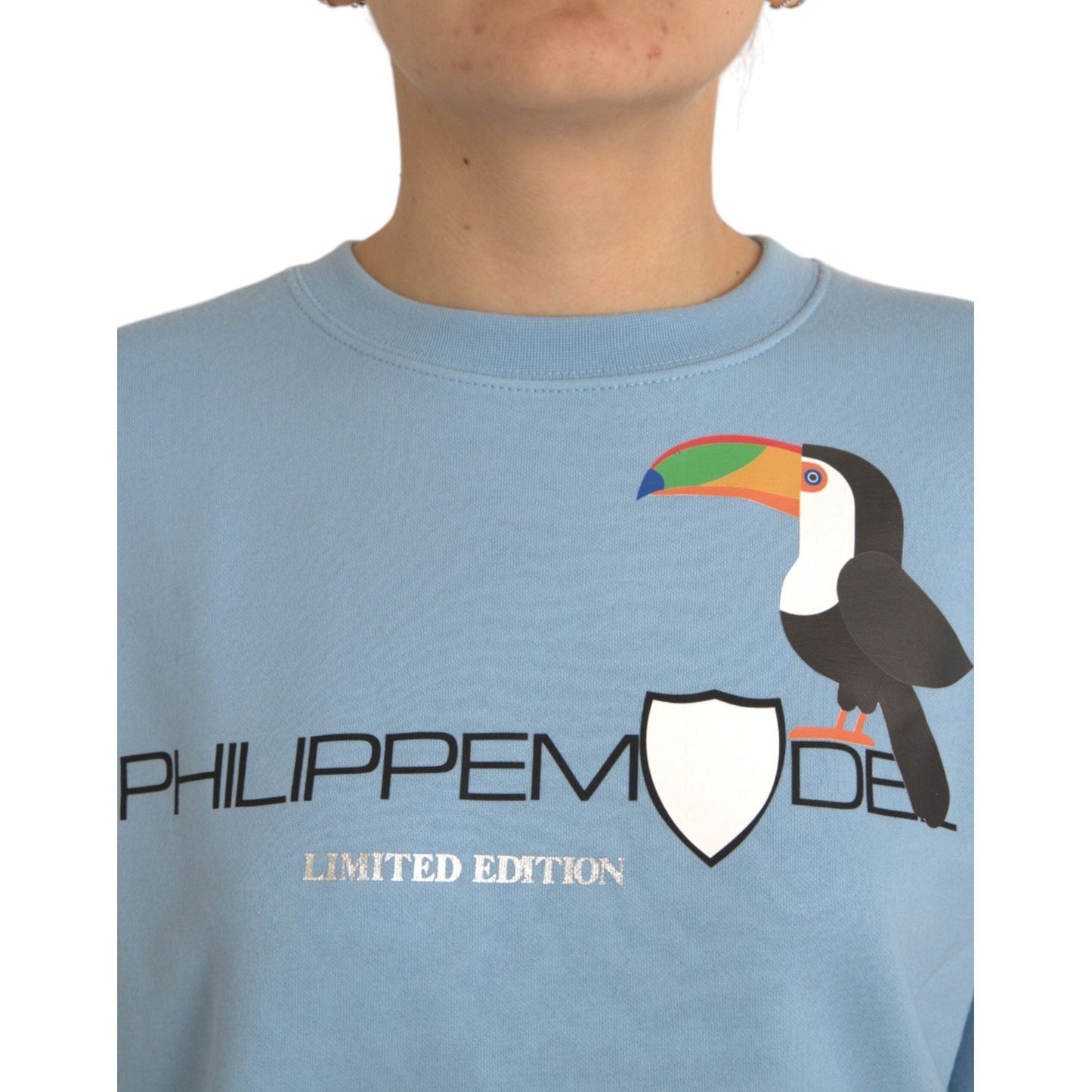 Philippe Model Light Blue Cotton Logo Long Sleeves Pullover Sweater Philippe Model