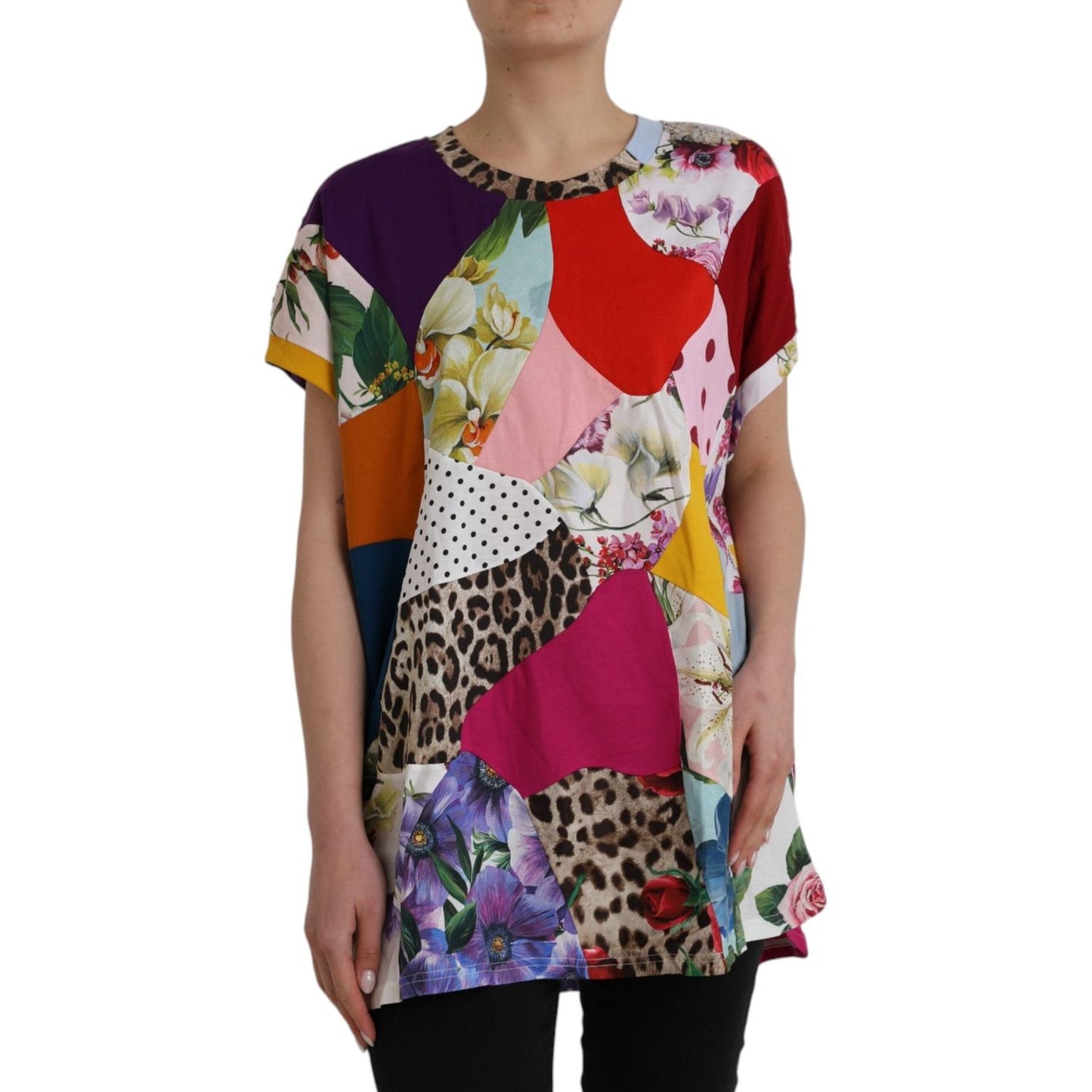 Dolce & Gabbana Multicolor Patchwork Cotton Silk Blouse Top Dolce & Gabbana