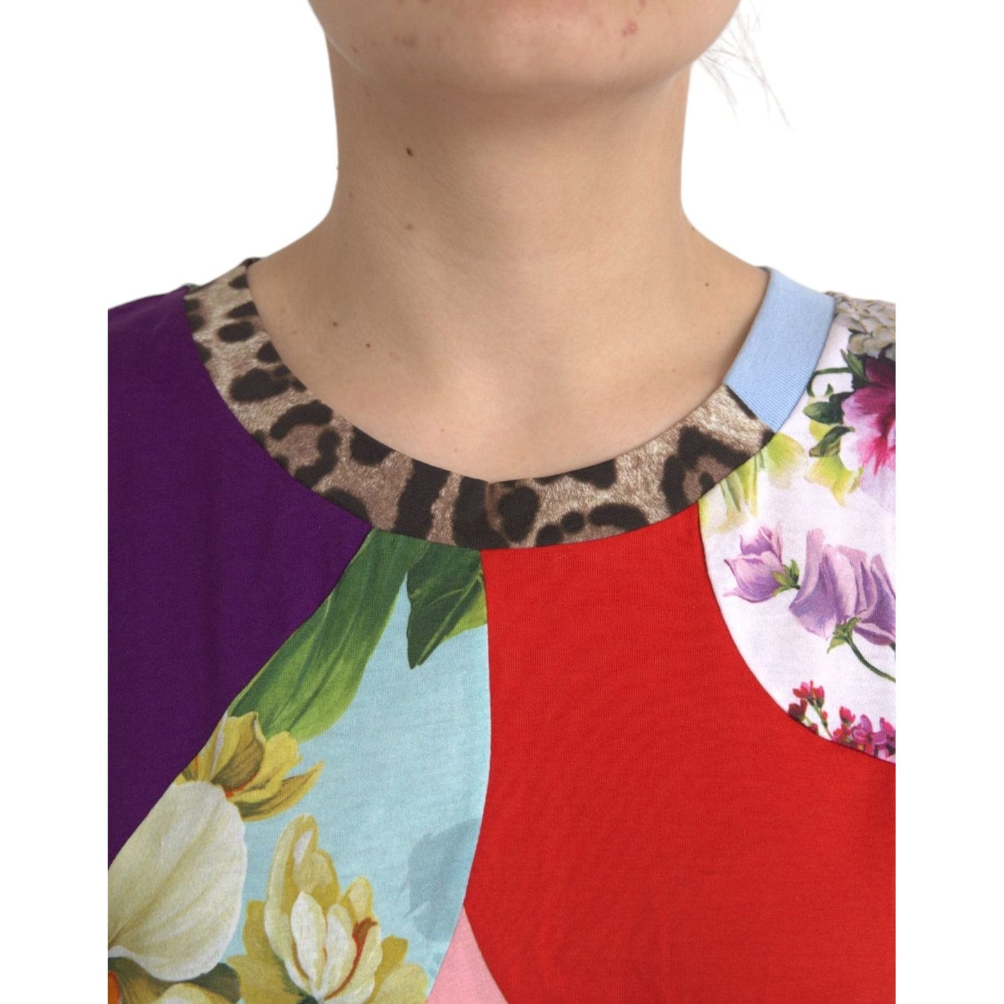 Dolce & Gabbana Multicolor Patchwork Cotton Silk Blouse Top Dolce & Gabbana