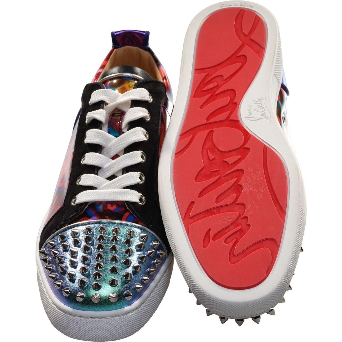 Christian Louboutin Louis Spikes Orlato Contrast Multicolor Laceup Sneakers Christian Louboutin