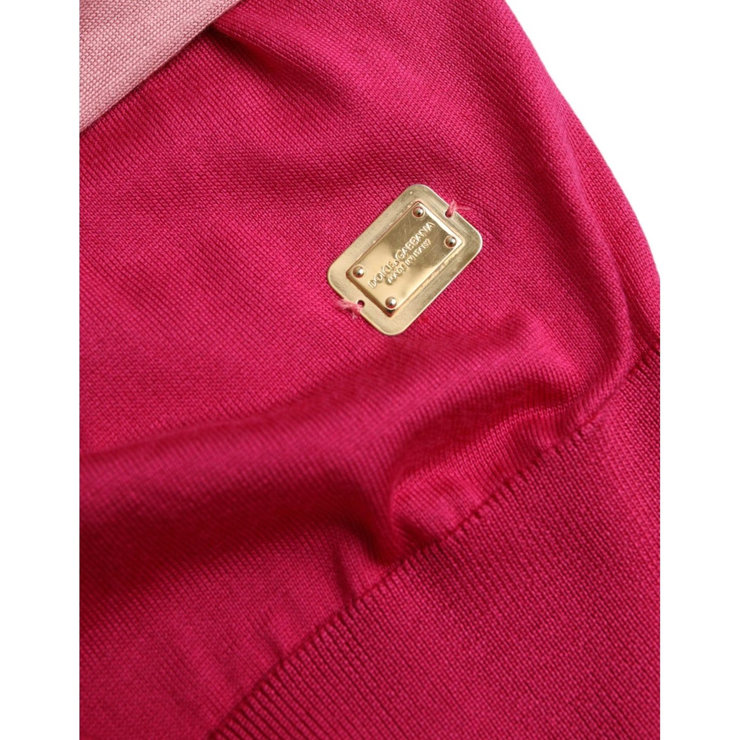 Dolce & Gabbana Pink Short Sleeves Pullover Ascot Collar Top Dolce & Gabbana