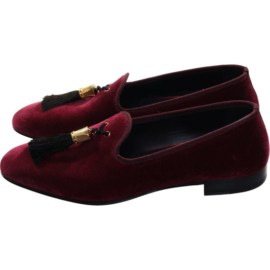 Christian Louboutin Stanboul Burgundy Velvet Flat Shoes Christian Louboutin