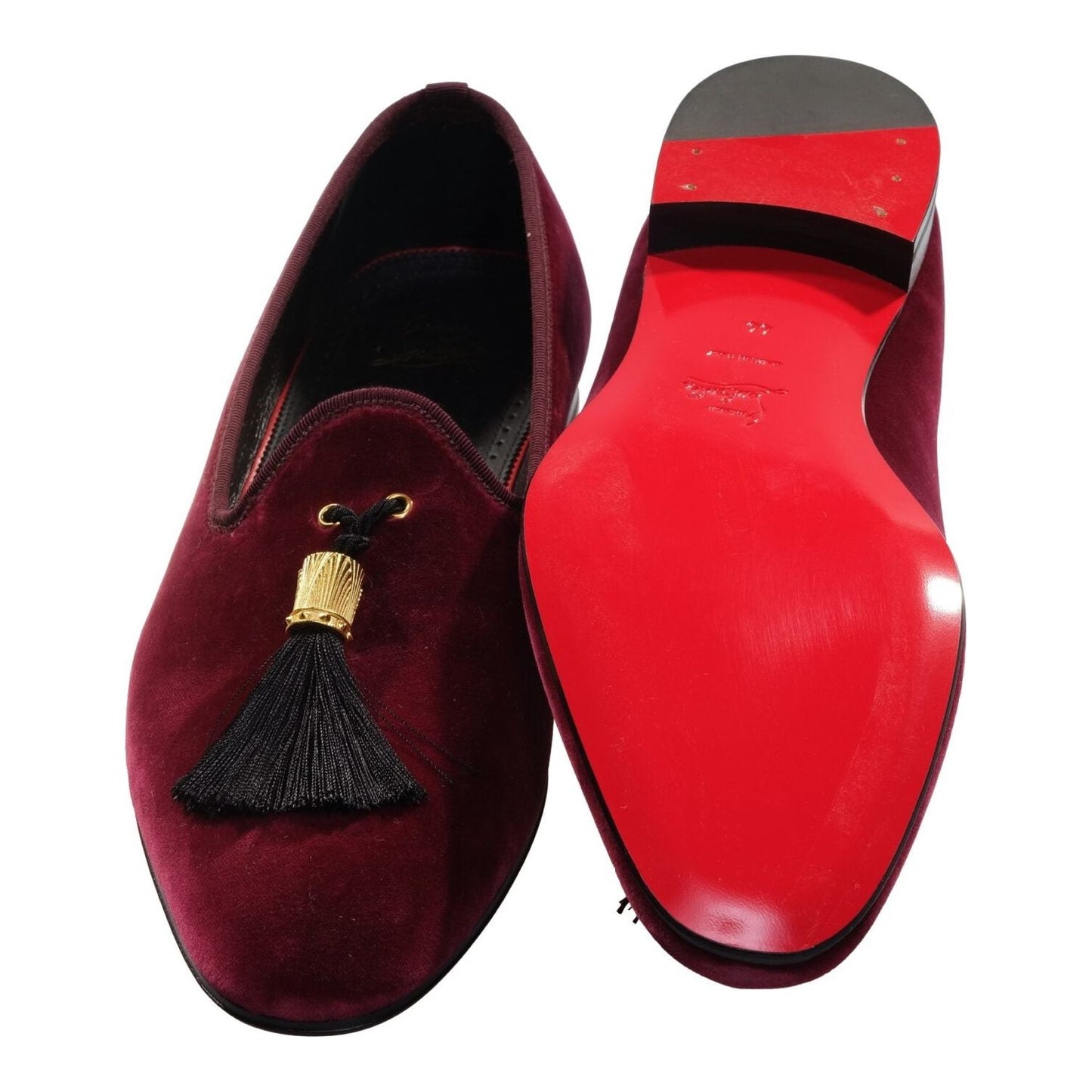 Christian Louboutin Stanboul Burgundy Velvet Flat Shoes Christian Louboutin