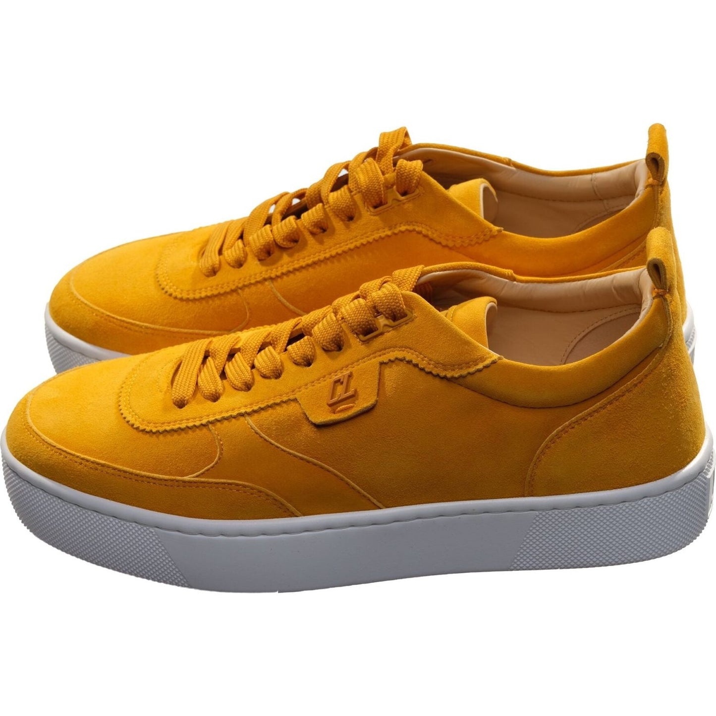 Christian Louboutin Happyrui Flat Yellow Suede Laceup Sneakers Christian Louboutin