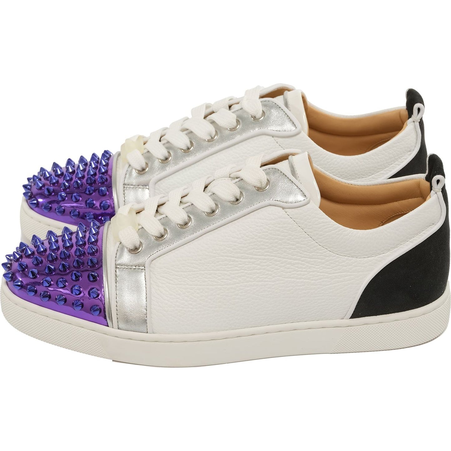 Christian Louboutin Louis Junior Spikes Flat Contrasting Leather Sneakers Christian Louboutin