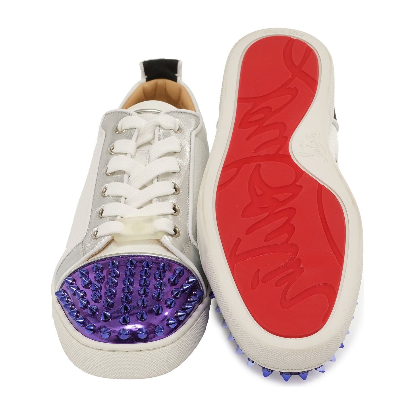 Christian Louboutin Louis Junior Spikes Flat Contrasting Leather Sneakers Christian Louboutin