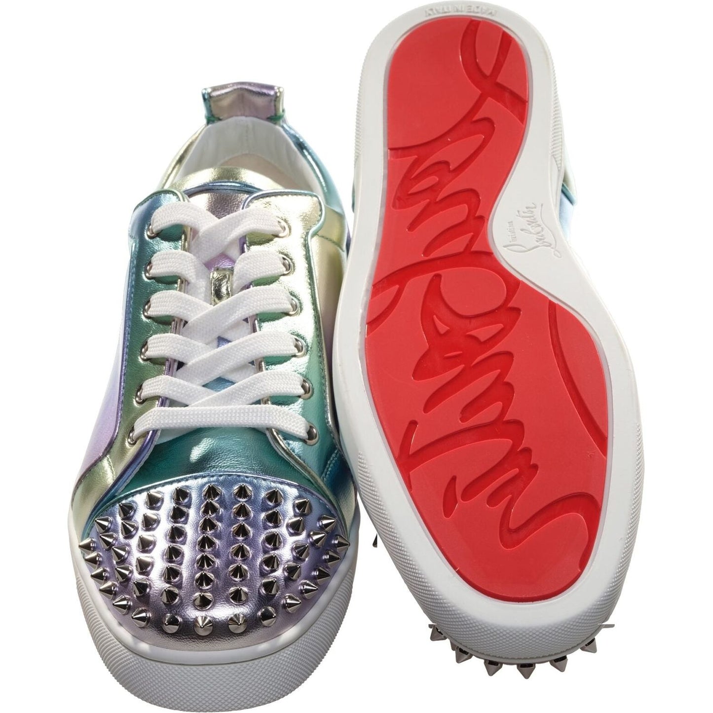 Christian Louboutin Fun Louis Junior Spikes Flat Ombre Laminated Leather Sneakers Christian Louboutin