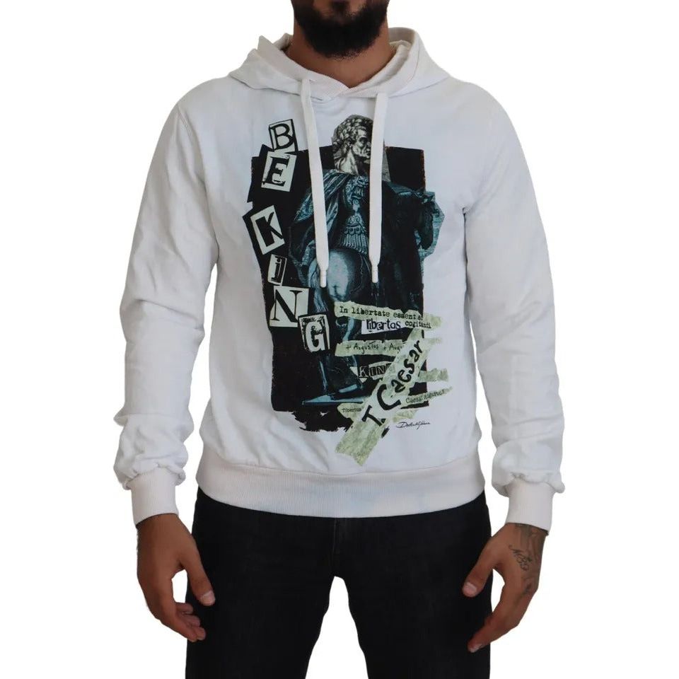 Dolce & Gabbana White Caesar Cotton Hooded Sweatshirt Sweater Dolce & Gabbana