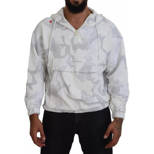 Dolce & Gabbana White Camouflage Hooded Sweatshirt Sweater Dolce & Gabbana