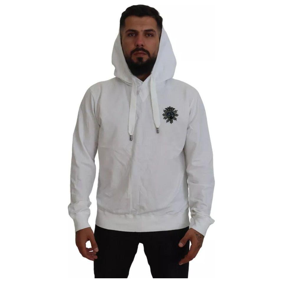 Dolce & Gabbana White Cotton Hooded Sweatshirt Sweater Dolce & Gabbana