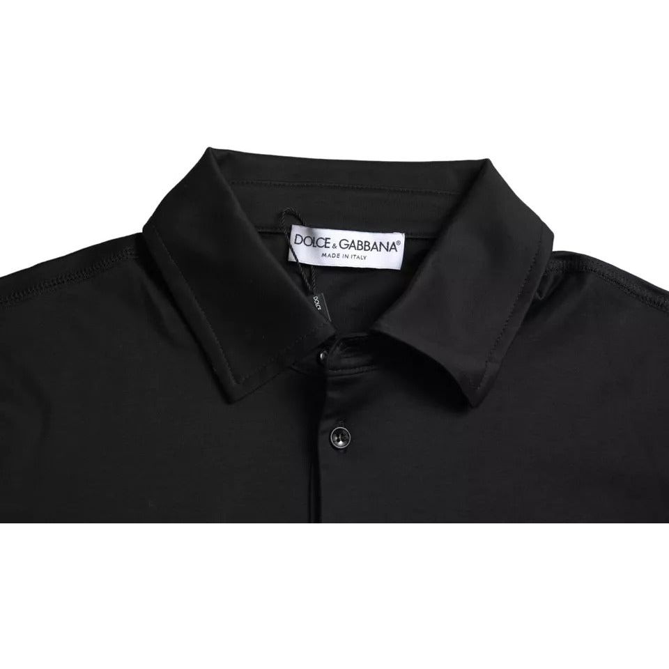 Dolce & Gabbana Black Logo Cotton Collared Polo Top T-shirt Dolce & Gabbana