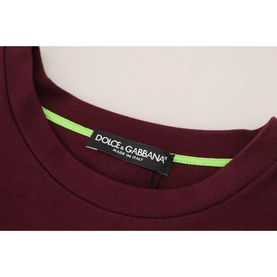 Dolce & Gabbana Bordeaux D&G Print Round Neck Cotton T-shirt Dolce & Gabbana