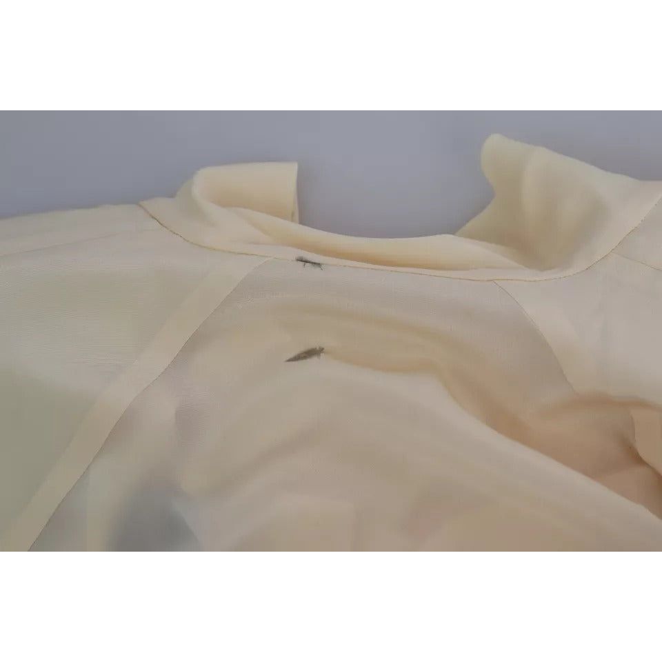 Dolce & Gabbana Beige Silk Crepe Shirt Padded Shoulder Top Dolce & Gabbana