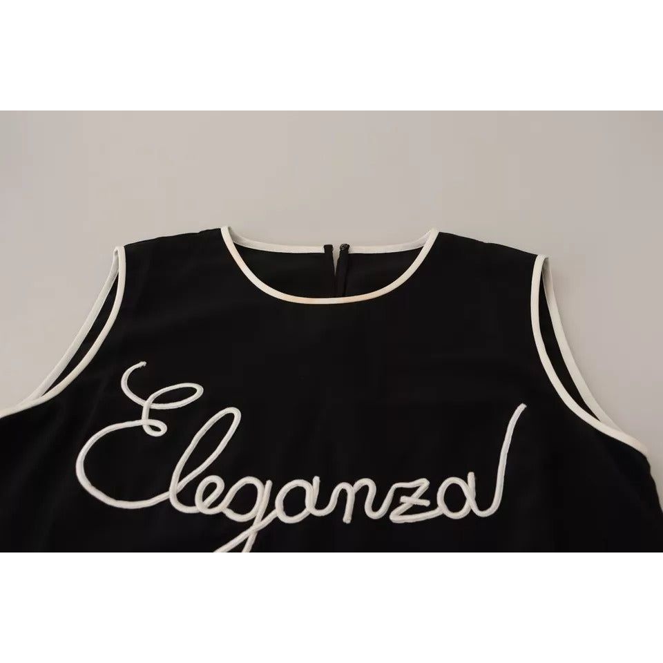 Dolce & Gabbana Black Silk Eleganza Print Sleeveless Tank Top Dolce & Gabbana