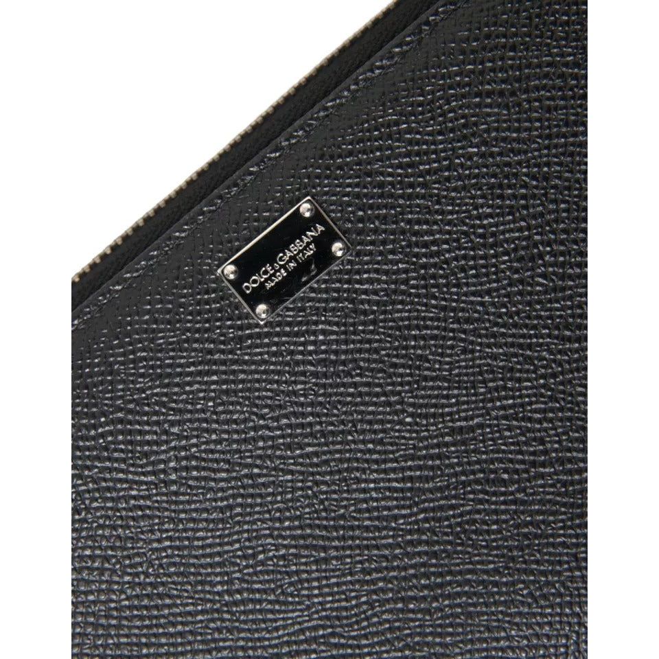 Dolce & Gabbana Black Calf Leather Zip Around Continental Women Wallet Dolce & Gabbana