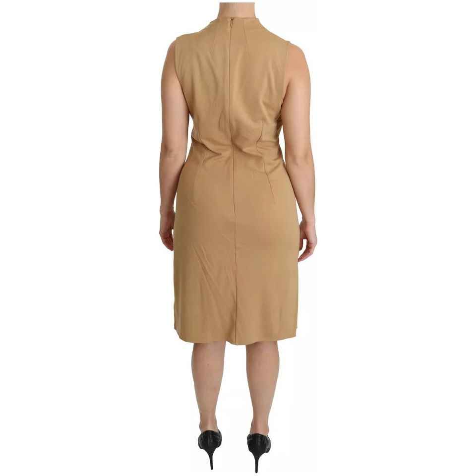 Ralph Lauren Brown V-neck Shift Knee Length Viscose Dress Ralph Lauren