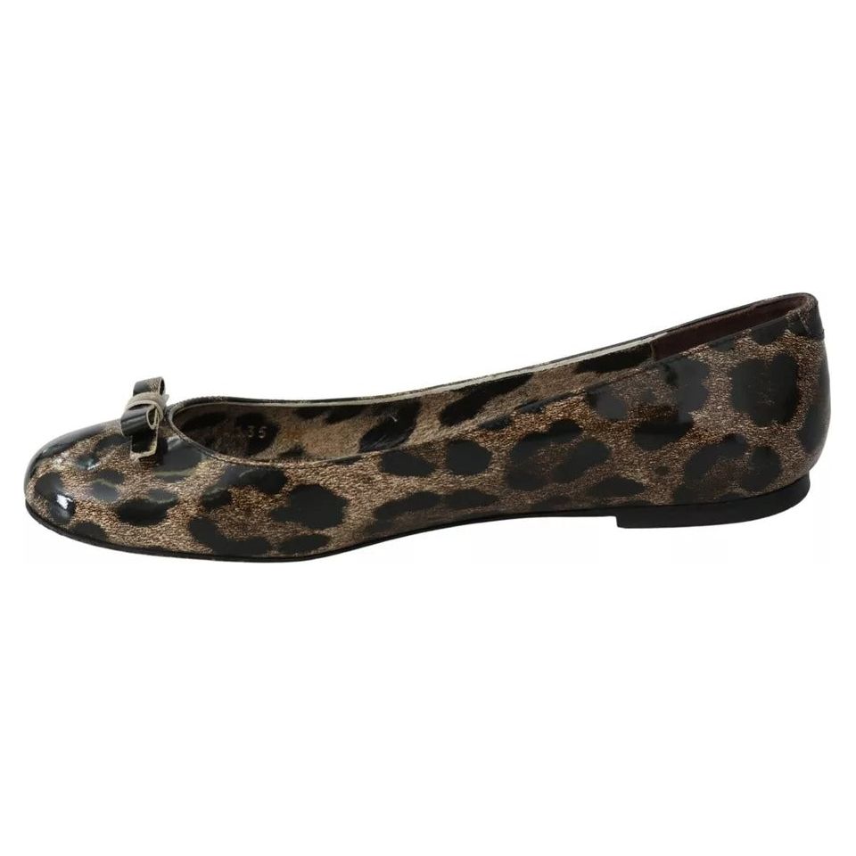 Dolce & Gabbana Brown Leopard Ballerina Flats Leather Shoes Dolce & Gabbana