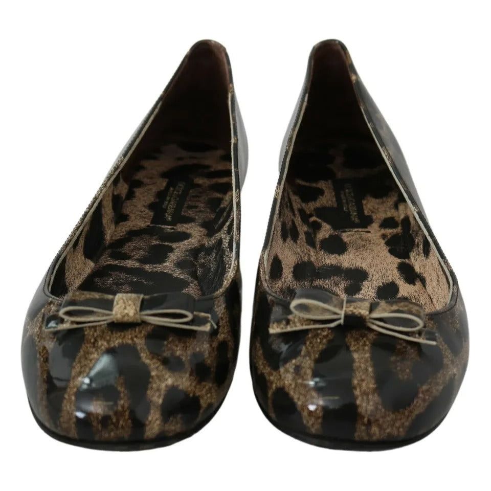 Dolce & Gabbana Brown Leopard Ballerina Flats Leather Shoes Dolce & Gabbana