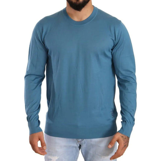 Dolce & Gabbana Blue Cashmere Crewneck Pullover Logo Sweater Dolce & Gabbana