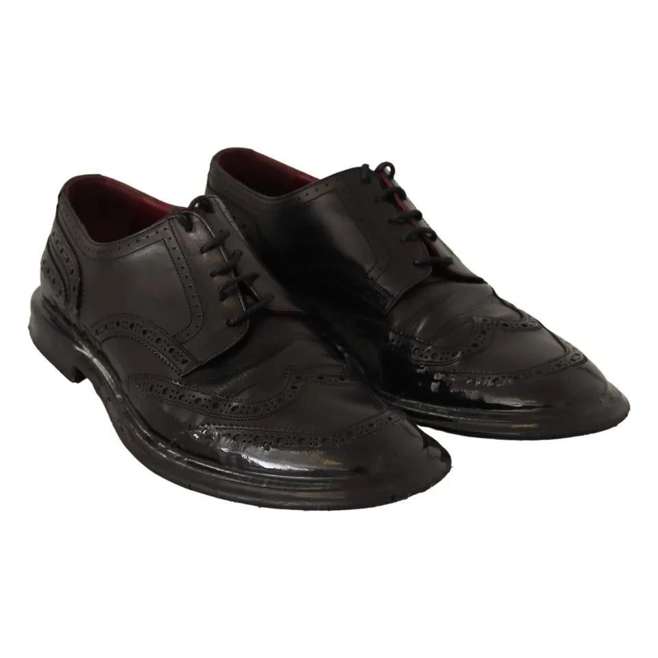 Dolce & Gabbana Black Leather Brogue Oxford Dress Shoes Dolce & Gabbana