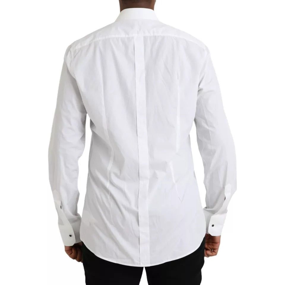 Dolce & Gabbana White GOLD Logo Cotton Long Sleeves Shirt Dolce & Gabbana