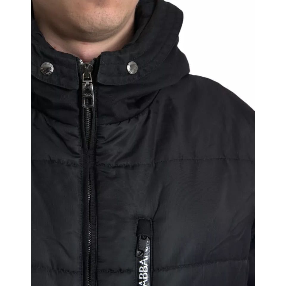 Dolce & Gabbana Black Nylon Hooded Parka Coat Winter Jacket Dolce & Gabbana