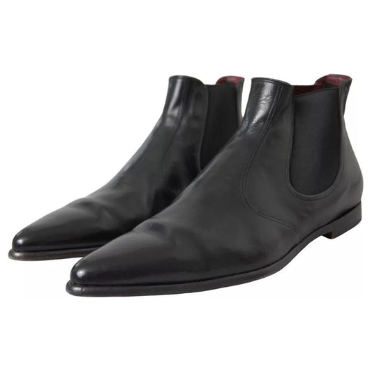 Dolce & Gabbana Black Leather Chelsea Men Ankle Boots Shoes Dolce & Gabbana