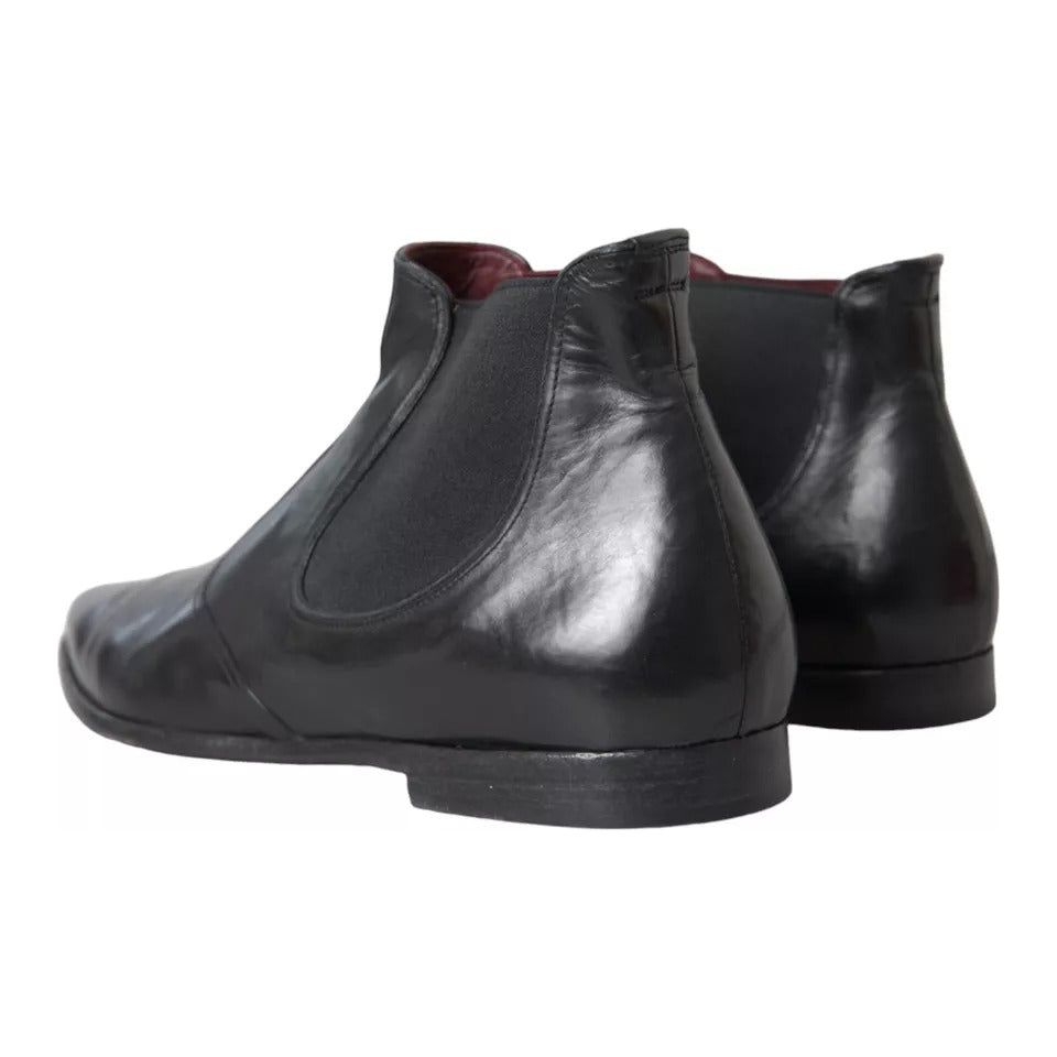 Dolce & Gabbana Black Leather Chelsea Men Ankle Boots Shoes Dolce & Gabbana