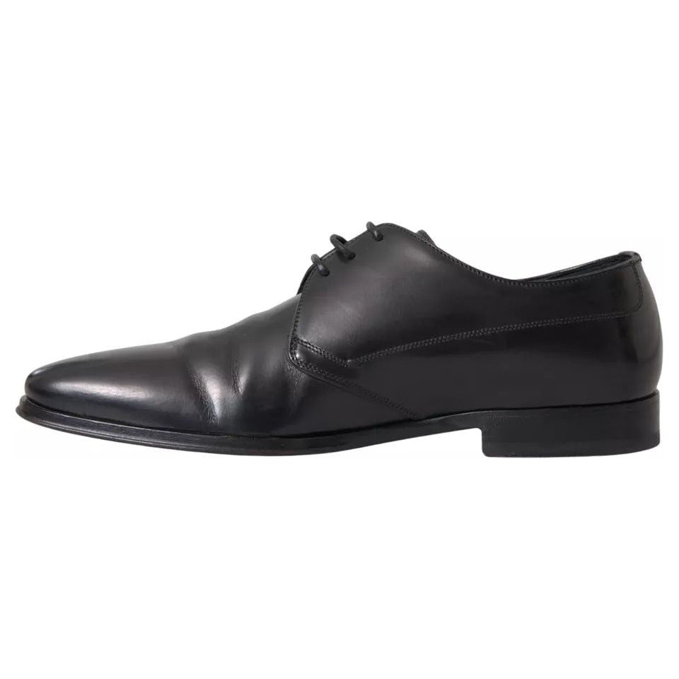 Dolce & Gabbana Black Leather Derby Formal Dress Men Shoes Dolce & Gabbana