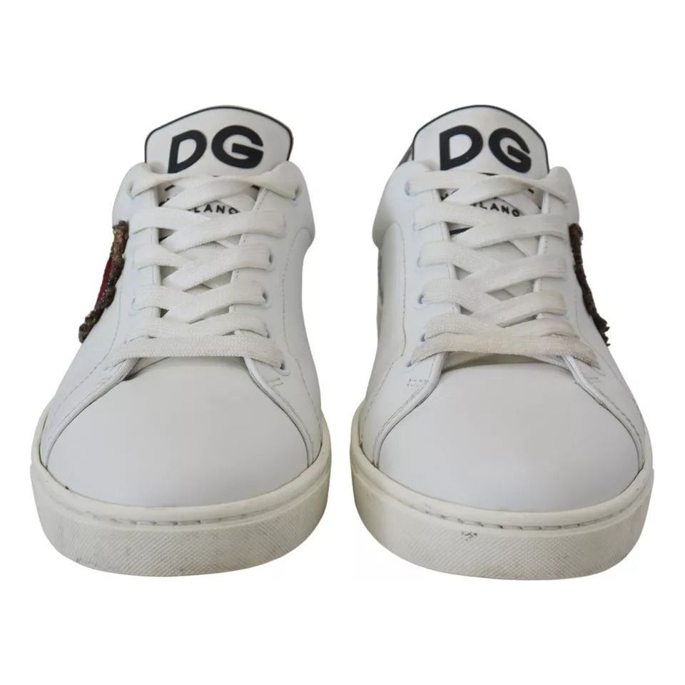 Dolce & Gabbana White Leather Heart Low Top Sneakers Casual Shoes Dolce & Gabbana