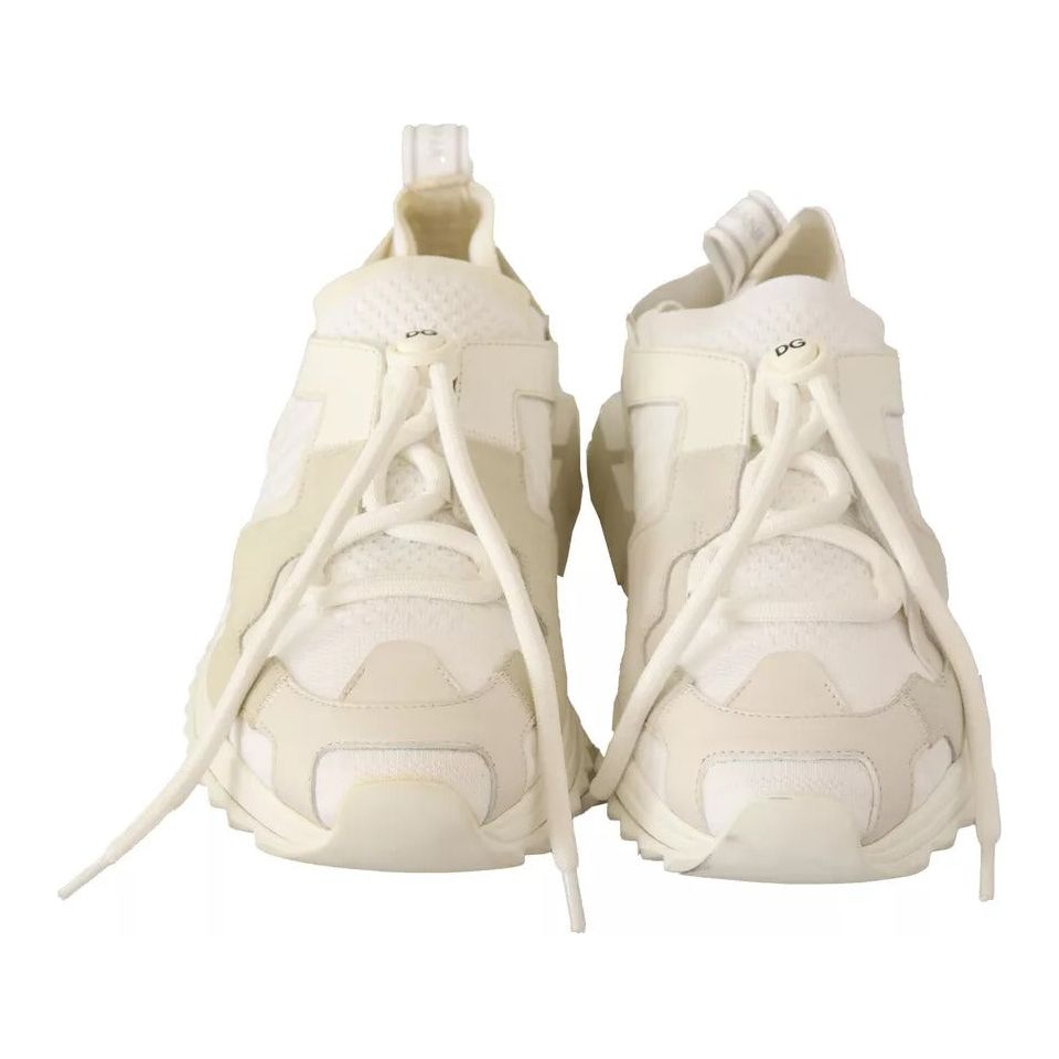 Dolce & Gabbana White Fabric Suede Sorrento Lace Up Sneakers Shoes Dolce & Gabbana