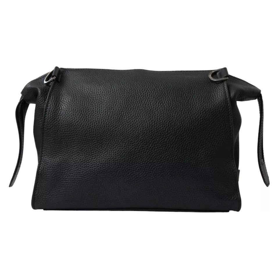 Dolce & Gabbana Black Pebbled Leather Edge Shoulder Strap Men Bag Dolce & Gabbana